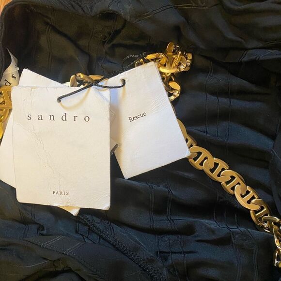 RARE Sandro Paris - Gaia wide leg Jumpsuit Black - Picture 6 of 6